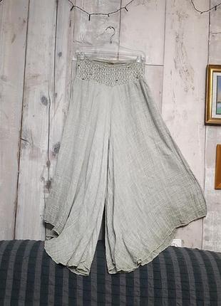 Широкие летние брюки- юбка в восточном стиле палаццо италия