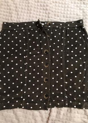Вельветова міні спідниця хакі в горошок tu, uk-14