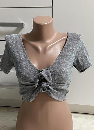 Блестящий нарядный топ, топик женский xs-s