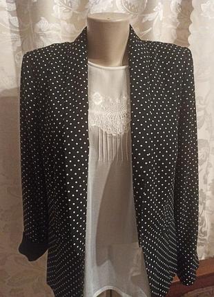 Блейзер жіночий, святковий, чорний в білий горошек