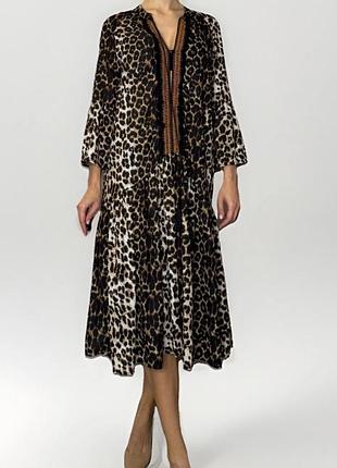 Vicolo сукня вільного крою розмір s/m леопардовий принт міді оригінал