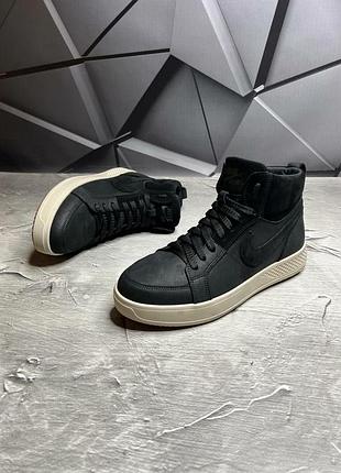 Мужские зимние ботинки кроссовки на утолщенной подошве натуральная кожа мех зима 211