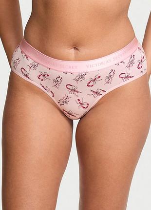 Розовые трусики victoria’s secret оригинал лого резинка logo cotton hiphugger