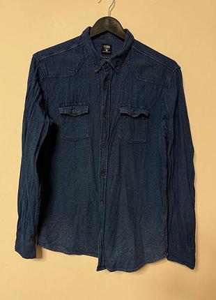 Рубашка рубашка мужская синяя slim fsbn, размер m - l