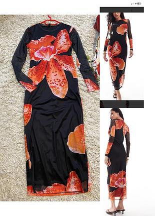 Шикарна довга сукня в принт орхідея,new look,p.8-12