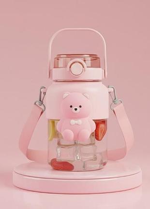 Креативная детская бутылка "медвежонок" 1000 мл. розовая