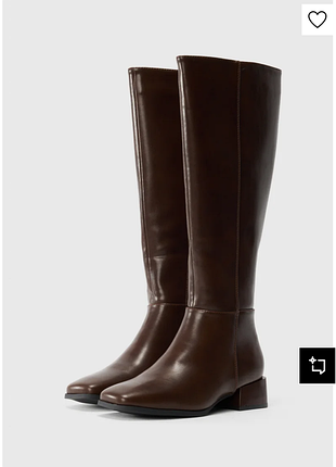 Новые шоколадные сапоги anna field р42, стелька 28, на стопу 27-27,5см ср-узкуйя, каблук-4, высота 47см. ботинки сапоги