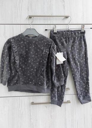 Брендовый мягенький вельветовый костюм для девочки ростом 83-89 весом до 12кг