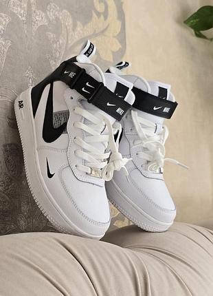 Кросівки зимові nike air force utility | fur  • white / black • хутро