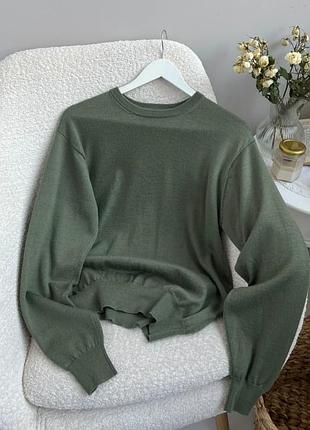 Хаки джемпер из тонкой шерсти мериноса унисекс