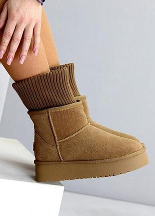 Уггі "reys" жіночі замша екохутро camel 23109