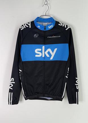 Adidas team sky pinarello sports cycling jersey long sleeve zip jacket shirt m size вело джерсі