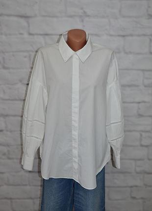 Рубашка хлопковая свободного кроя с объемными рукавами "zara"