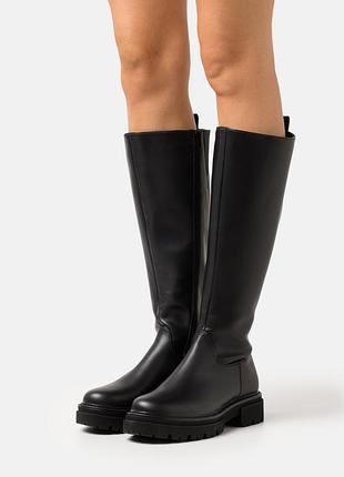 Черные сапоги even odd р 44, 45(29та 29.5см), каблук/3см, высота 51см, подойдут на ножку с подъемом,