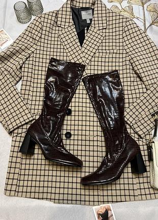 Нереальні лаковані чоботи з квадратним носком ❤️‍🔥