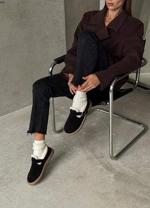 Замшевые зимние женские лоферы