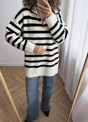 Свитер полосатый с разрезами и замком &amp;other stories
