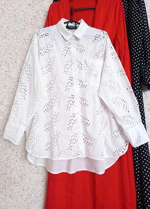 Белая блуза блузка прошва оверсайз