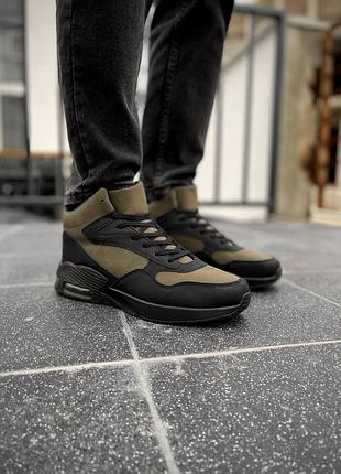 Мужские высокие кроссовки на меху, обувь на зиму шнурки, зимние кроссовки