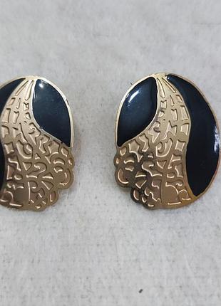 Винтажные серьги эмаль металл