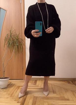 Теплое вязаное платье с широким рукавом размер 18-22