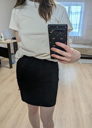 Черная джинсовая юбка