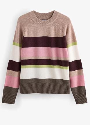 Шерстяной джемпер, свитер в полоску next , овечья шерсть lambswool