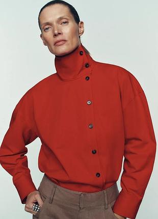 Рубашка с запахом и воротником-стойкой