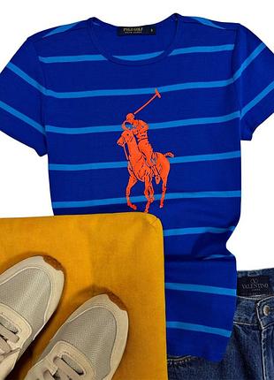 Синяя футболка в полоску polo ralph lauren оригинал