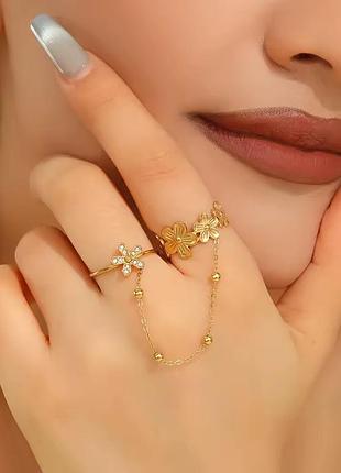 Двойное кольцо с цепочкой нержавеющая сталь stainless steel