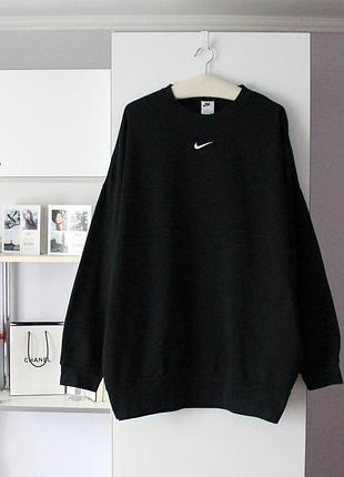 Черный оверсайз свитшот на флисе от nike, батал