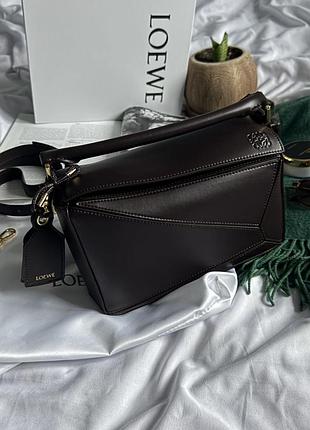 Сумка премиум loewe small puzzle chocolate/gold