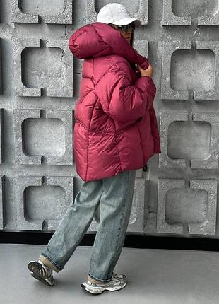 Женская теплая дута объемная куртка пуфер дути объемный пуховик бордовый бордовый бургунди