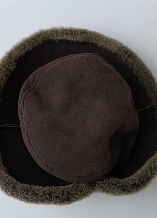 Теплая интересная шапка овчина натуральная кожа м англия