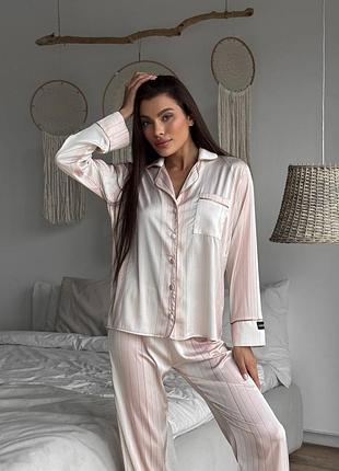 ⭐⭐⭐⭐⭐ 
уютная сатиновая пижама двойка в полоску a1269