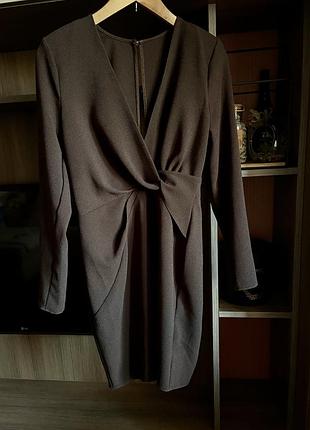 Шоколадне плаття сукня з довгим рукавом asos