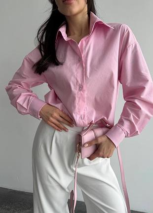 Рубашка женская розовая осенняя весенняя летняя классическая