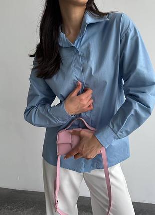 Классическая рубашка голубая синяя весенняя голубая