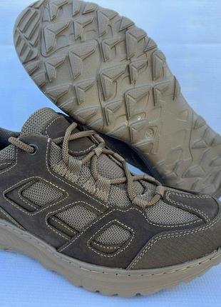 Тактические кожаные кроссовки весна-лето вставка сетка койот tsh2
