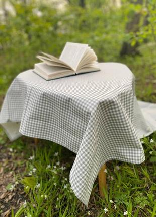 Скатерть тифлоновая водоотталкивающая 110 х 140 серая клетка s-ma tsh2