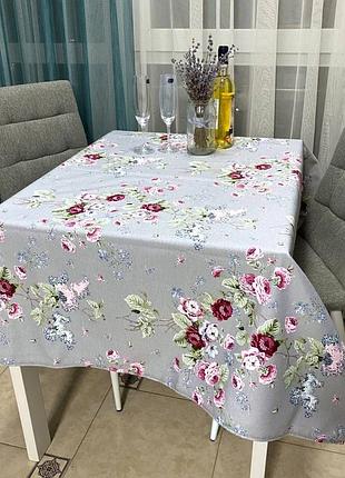 Скатертина тифлонова водовідштовхувальна 120 х 175 рожеві бутони tsh2