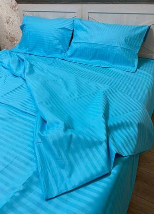 Комплект постельного белья страйп сатин небесного евро s-ma tsh2