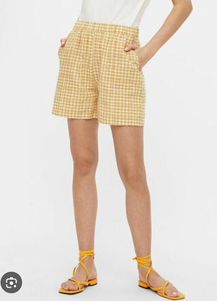 Шорты женские удлиненные в клетку лен-вискоза next