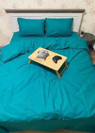 Постельное белье двуспальное однотонное изумруд s-ma tsh2