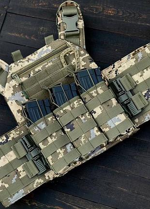 Плитоноска на фастексах з боковими карманами піксель+ тройний підсумок під ак tsh2