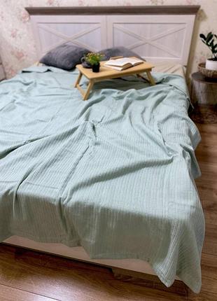 Покрывало пике косичка мятное полуторное 160х230 см s-ma tsh2