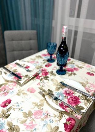 Скатертина тифлонова водовідштовхувальна 120 х 175 дика троянда tsh2