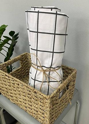 Простирадло з бязі біла клітинка на гумці tsh2