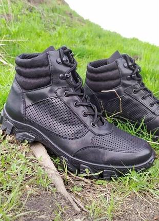 Тактичні літні ботинки перфорація (чорні). tsh2