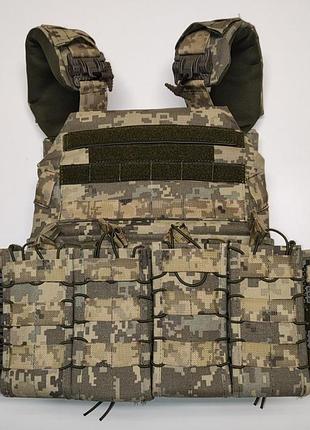 Плитоноска двойного сброса под плиты l( 30х25) и xl (35х30) +4 подсумков пикселей tsh2